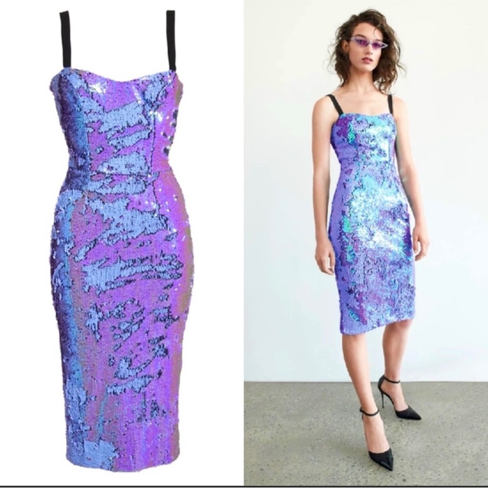DRESS THE POPULATION Lynda Iridescent Sequin Sheath Dress